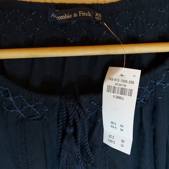 Abercrombie & Fitch navy blue blouse sz XS - Picture 4 of 10